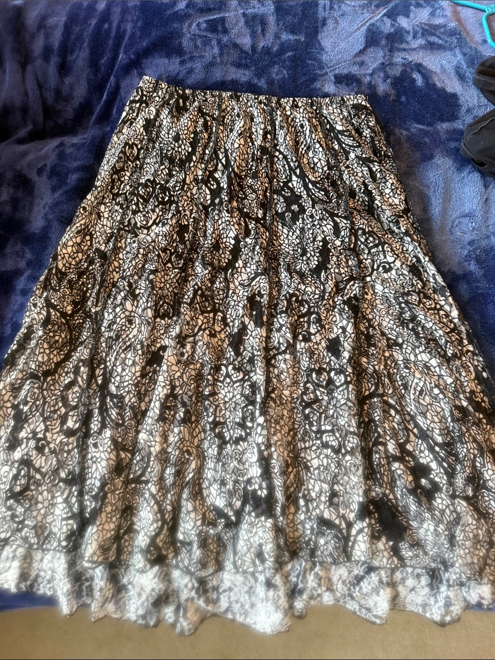 Christopher & Banks Black and White Tiered Midi Skirt